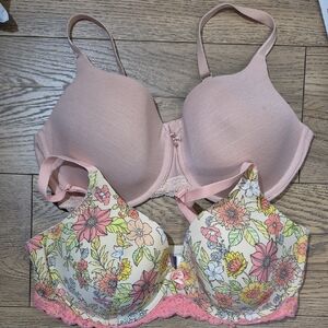 Adore Me Pink and Floral Bra Set